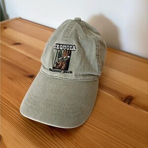 Vintage Sequoia National Park Embroidered Patch Hat - Slide Back Brass Clasp